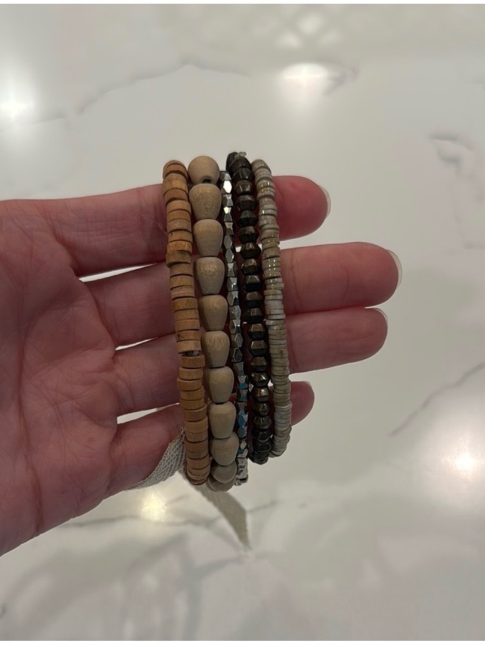 LOFT earthy stack of stretch bracelets